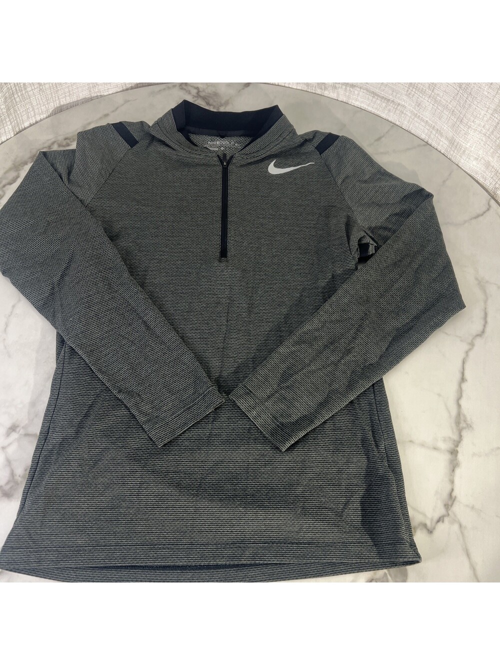 Nike Sweater Mens Small Black Gray Heathered Dri Fit Performance Tech Golf